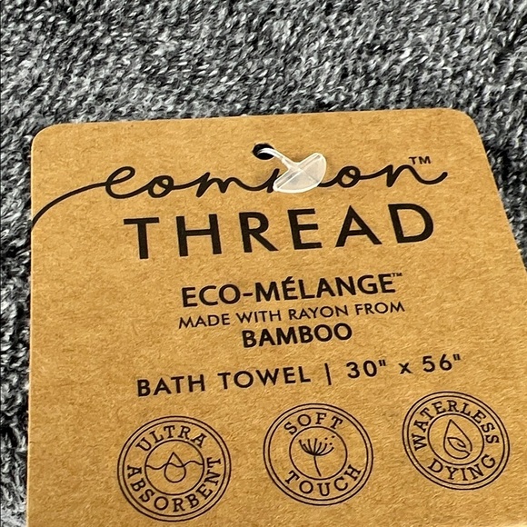 4 Pc Common Thread Bamboo Bath Towel Set Dark Grey Eco Melange NEW - Picture 5 of 8